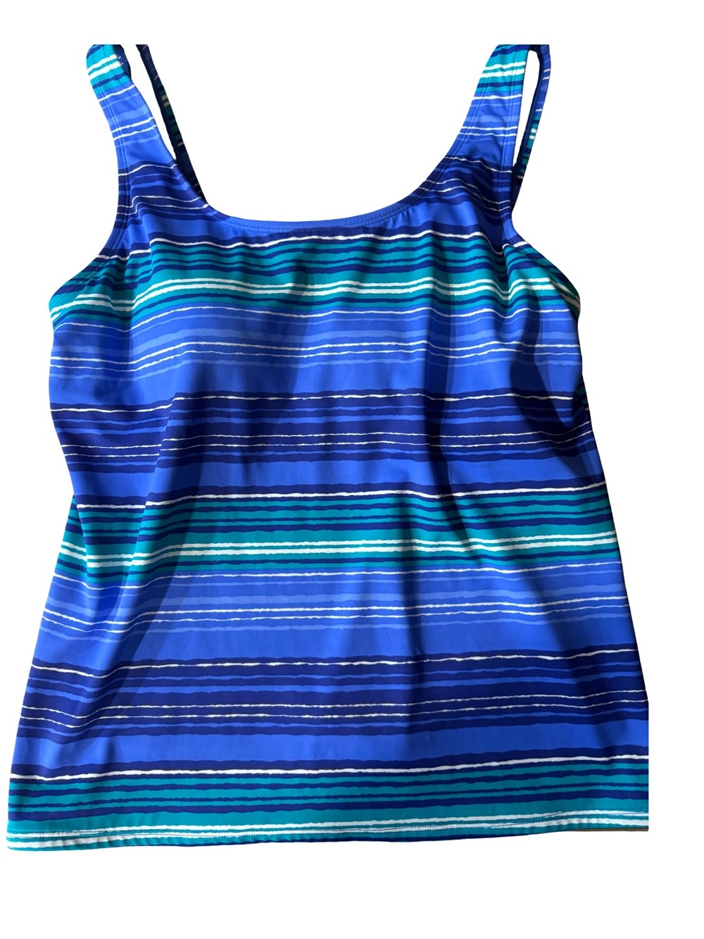 L.L. Bean Blue & Teal Striped Women's Swim Tankini Top